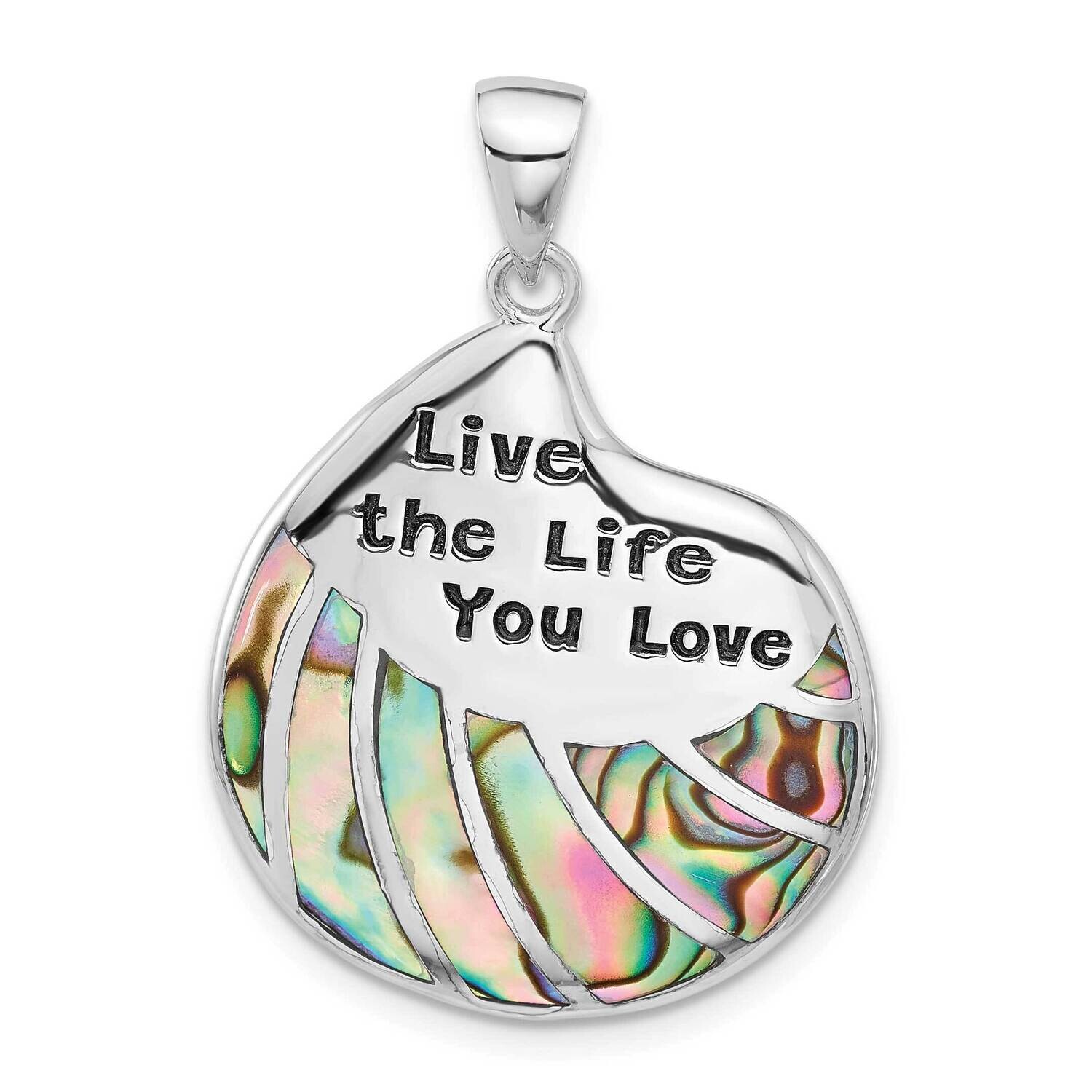 Abalone Live The Life You Love Pendant Sterling Silver Rhodium-Plated QP5752, MPN: QP5752,