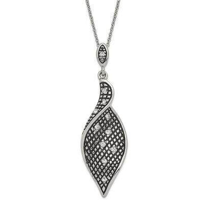 Fancy Antiqued Crystal Pendant 2 Inch Extension Necklace Stainless Steel SRN1324-18 by Chisel, MPN:…