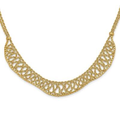 Braided Rope Chain Fancy Front Drape Necklace 14k Gold Diamond-Cut  SF3011-17.25, MPN: SF3011-17.25,