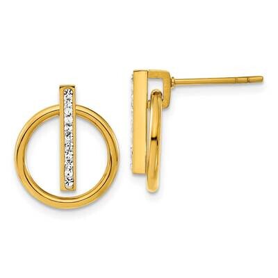 Chisel Polished Yellow Ip-Plated Preciosa Crystal Post Dangle Earrings Stainless Steel SRE1593 by C…