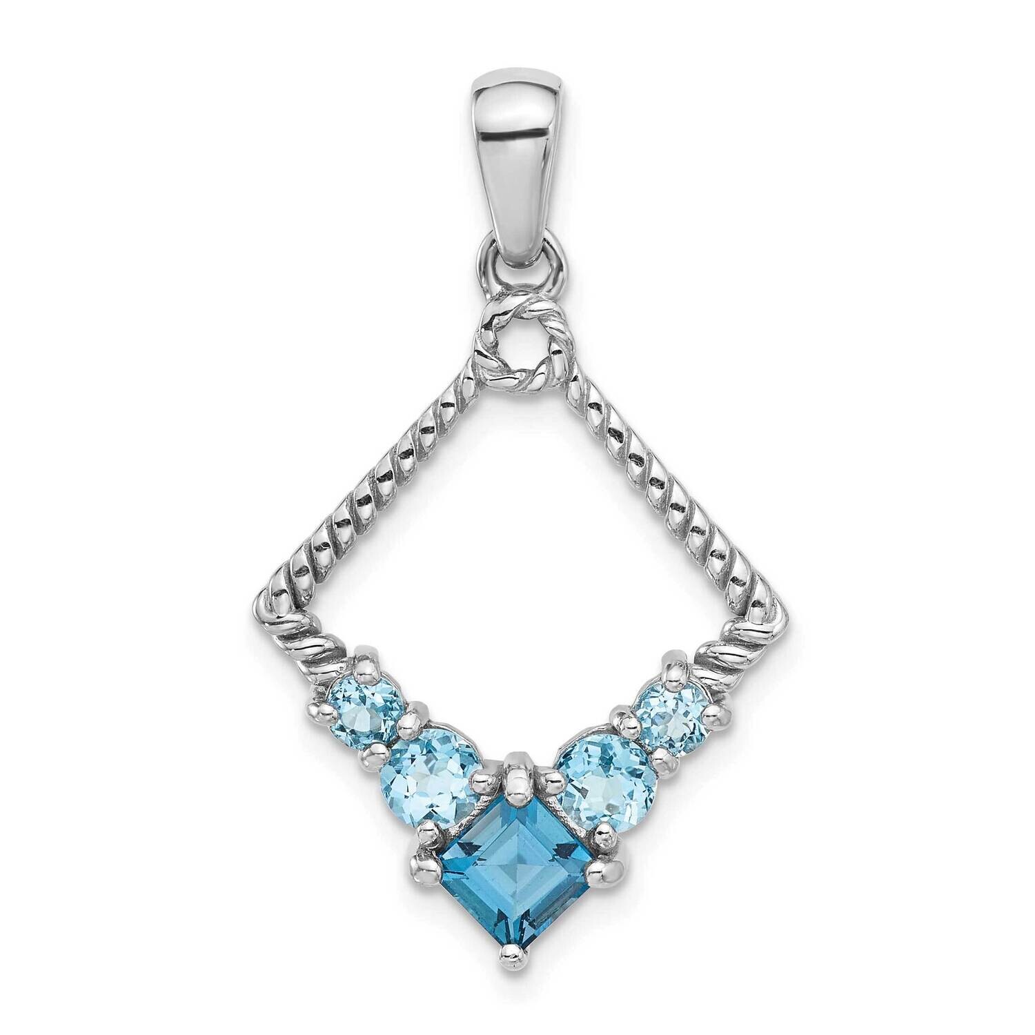 London Light Swiss Blue Topaz Pendant Sterling Silver Rhodium-Plated QP5882BT, MPN: QP5882BT,
