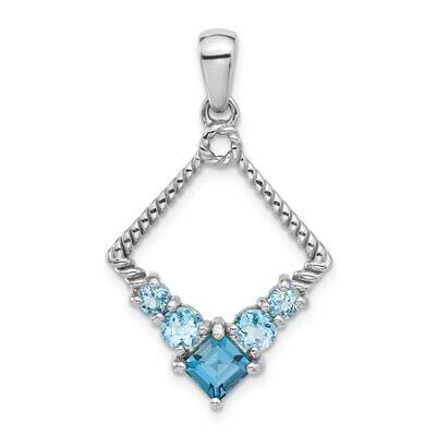 London Light Swiss Blue Topaz Pendant Sterling Silver Rhodium-Plated QP5882BT, MPN: QP5882BT,