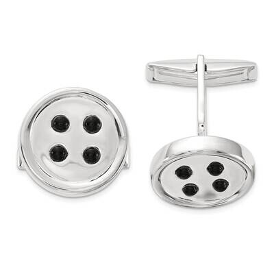 Onyx Button Cuff Links Sterling Silver Polished QQ644 by Men&#39;s Jewelry and Accessories, MPN: QQ644,