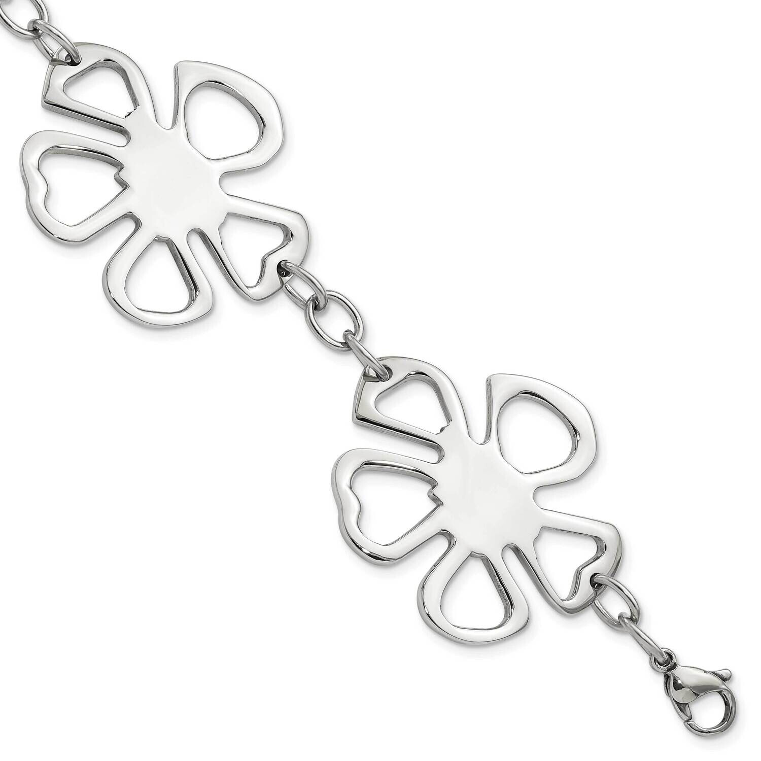 Polished Flowers Bracelet 8 Inch Stainless Steel SRB764-8 by Chisel, MPN: SRB764-8, 886774982878