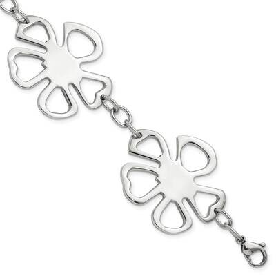 Polished Flowers Bracelet 8 Inch Stainless Steel SRB764-8 by Chisel, MPN: SRB764-8, 886774982878