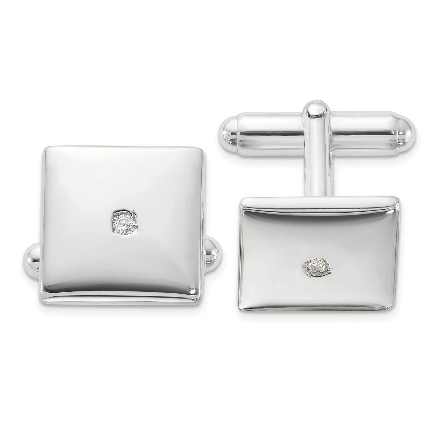 Polished CZ Square Cuff Links Sterling Silver Rhodium-Plated QQ637 by Men&#39;s Jewelry and Accessories…