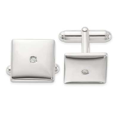 Polished CZ Square Cuff Links Sterling Silver Rhodium-Plated QQ637 by Men&#39;s Jewelry and Accessories…