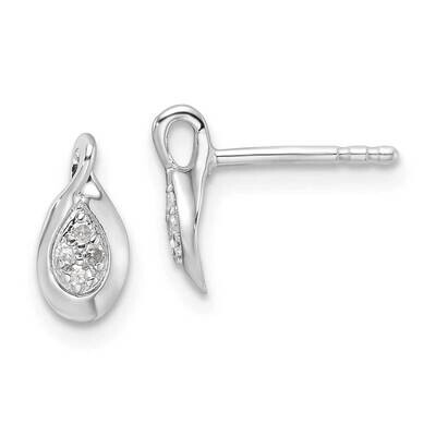 Rh Plated White Ice .05Ct Diamond Post Earrings Sterling Silver QW550, MPN: QW550,