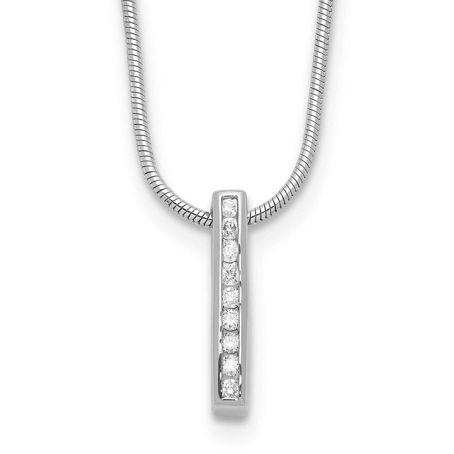Rh Plated White Ice .10Ct. Diamond 2 Inch Extension Necklace Sterling Silver QW543-18