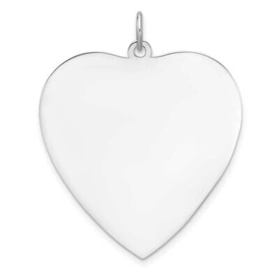 Rh-Plt Engraveable Heart Polished Front Satin Back Disc Charm Sterling Silver QM549/18, MPN: QM549/…