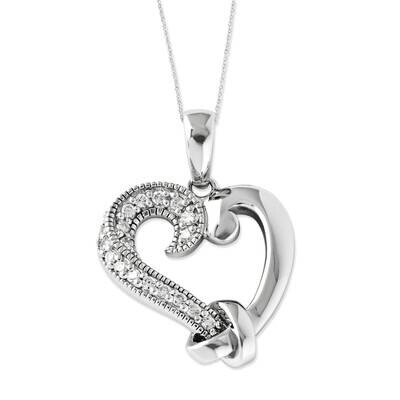 CZ Tied By Love 18 Inch Heart Necklace Sterling Silver QSX466, MPN: QSX466, 886774985077
