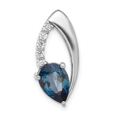 London Blue Topaz CZ Chain Slide Sterling Silver Rhodium-Plated QP5861BT, MPN: QP5861BT,
