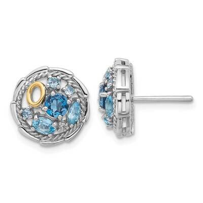 Shey Couture 14K Accent .59 London Blue Topaz .70 Swiss Blue Topaz .01White Topaz Earrings Sterling…