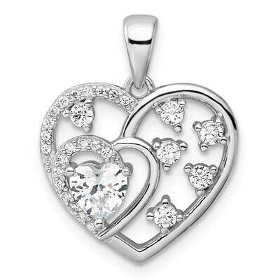 CZ Heart Pendant Sterling Silver Rhodium-Plated QP5794, MPN: QP5794,