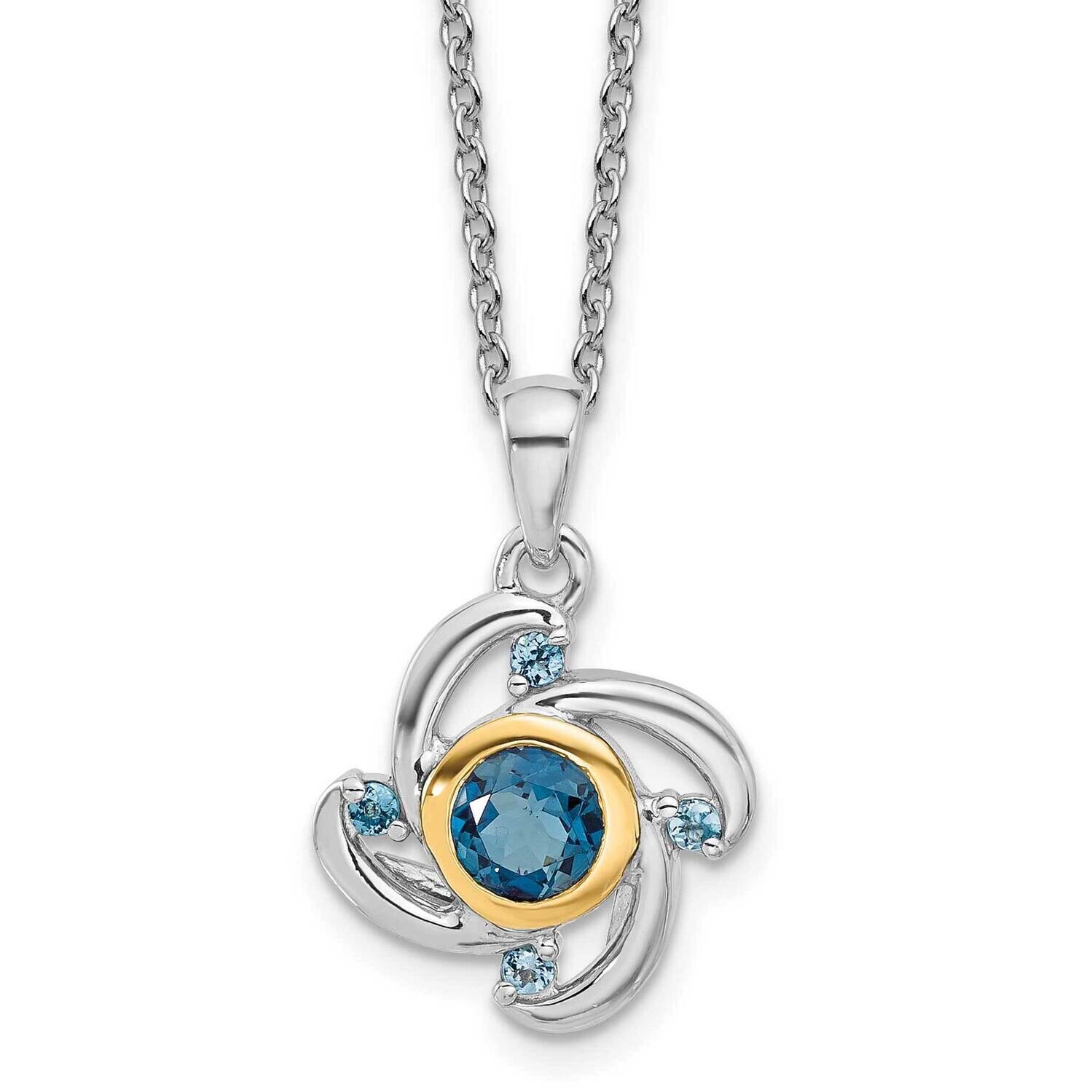 Shey Couture 14K Accent .51London Blue Topaz .08Swiss Blue Topaz 18 Inch Necklace Sterling Silver R…