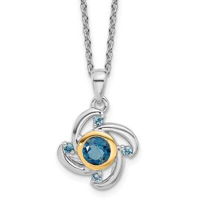 Shey Couture 14K Accent .51London Blue Topaz .08Swiss Blue Topaz 18 Inch Necklace Sterling Silver R…