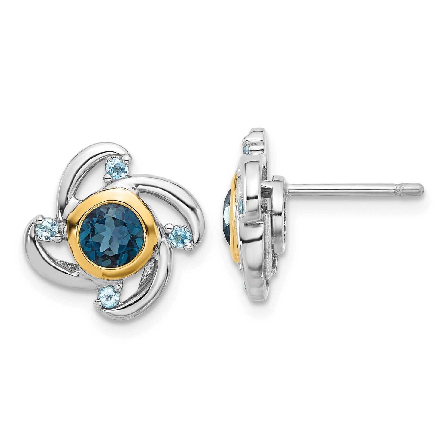 Shey Couture 14K Accent 1.27 London Blue Topaz .16 Swiss Blue Topaz Earrings Sterling Silver Rhodiu…