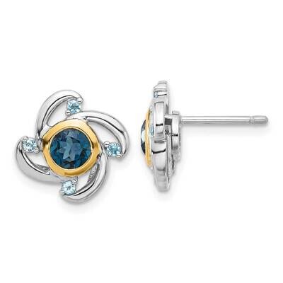 Shey Couture 14K Accent 1.27 London Blue Topaz .16 Swiss Blue Topaz Earrings Sterling Silver Rhodiu…