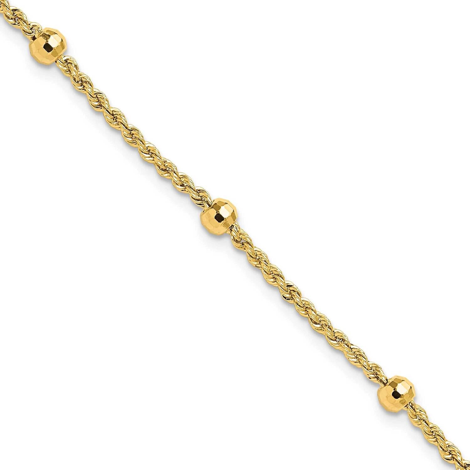 Beaded Rope Chain Bracelet 7 Inch 14k Gold Diamond-Cut  SF2976-7.5, MPN: SF2976-7.5, 196904148969