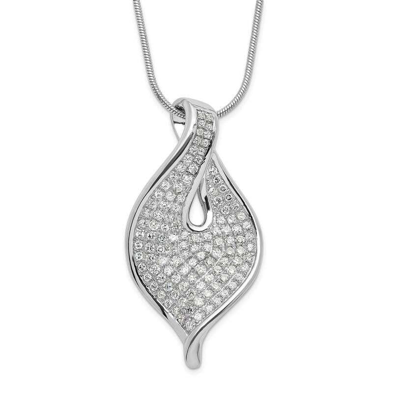 CZ 2 Inch Extension Necklace Sterling Silver Polished QMP472-18