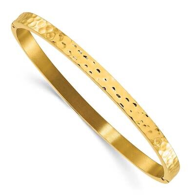 Chisel Polished Hammered Yellow Ip-Plated Bangle Stainless Steel SRB3112 by Chisel, MPN: SRB3112, 8…