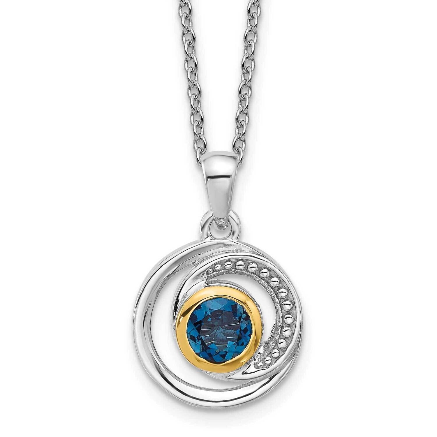 Shey Couture 14K Accent London Blue Topaz 18 Inch Necklace Sterling Silver Rhodium-Plated QTC1807, …