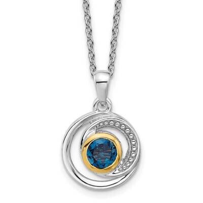Shey Couture 14K Accent London Blue Topaz 18 Inch Necklace Sterling Silver Rhodium-Plated QTC1807, …