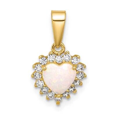 Gold-Tone CZ Created Opal Heart Pendant Sterling Silver QP5869, MPN: QP5869,