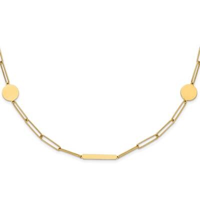 Paperclip Link Circles Bars 18 Inch Necklace 14k Polished Gold SF2974-18, MPN: SF2974-18,