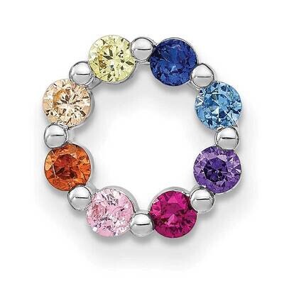 Prizma Colorful CZ Circle Chain Slide Sterling Silver Rhodium-Plated QP5258, MPN: QP5258,
