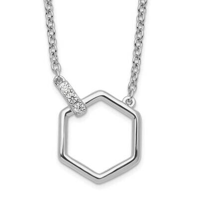 White Ice 18 Inch Diamond Hexagon Necklace Sterling Silver Rhodium-Plated QW506-18, MPN: QW506-18, …
