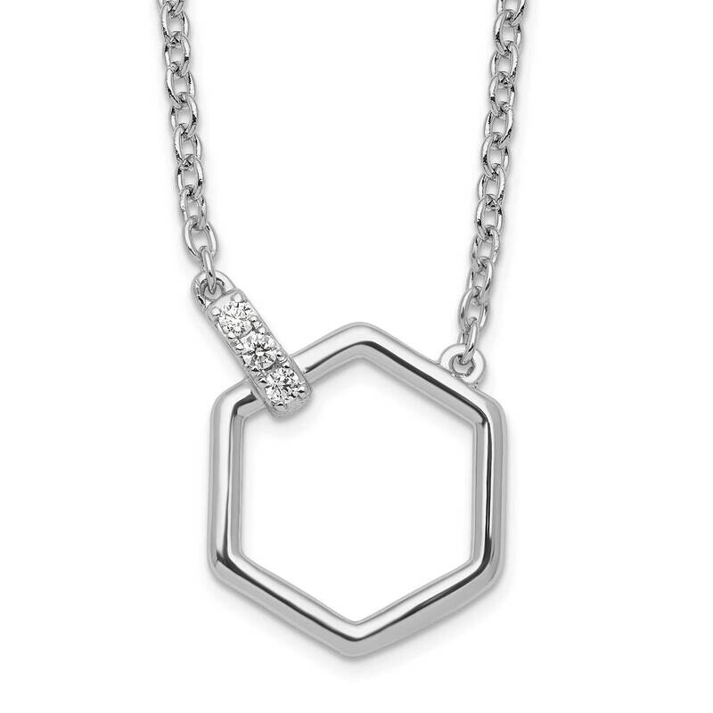 White Ice 18 Inch Diamond Hexagon Necklace Sterling Silver Rhodium-Plated QW506-18