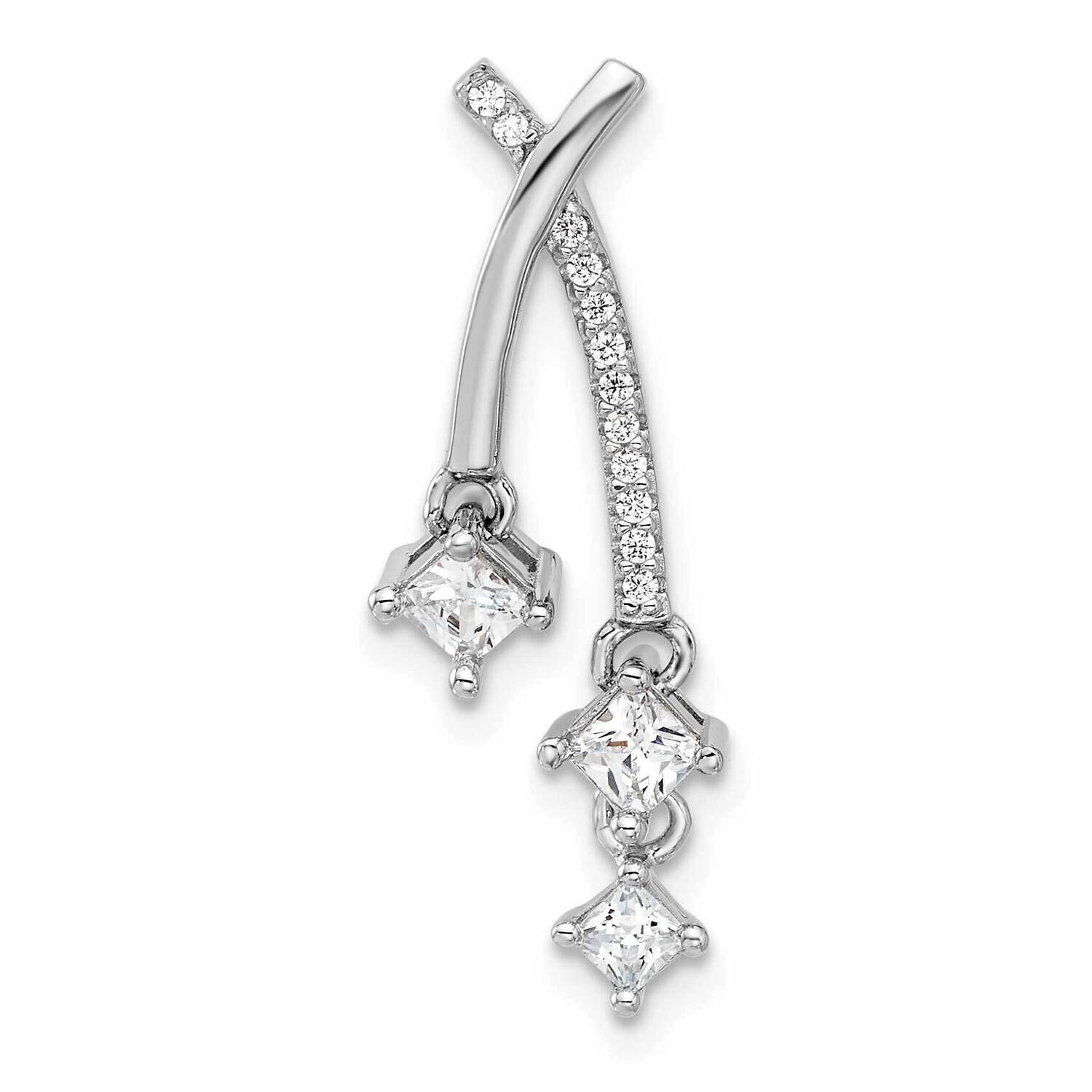 Fancy CZ Chain Slide Pendant Sterling Silver Rhodium-Plated QP5797, MPN: QP5797,