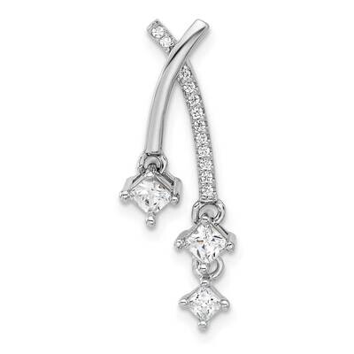Fancy CZ Chain Slide Pendant Sterling Silver Rhodium-Plated QP5797, MPN: QP5797,
