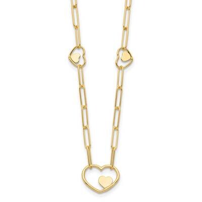 Paperclip Link Heart 16 Inch 2 Inch Extender Necklace 14k Gold SF2979-16, MPN: SF2979-16, 196904170…