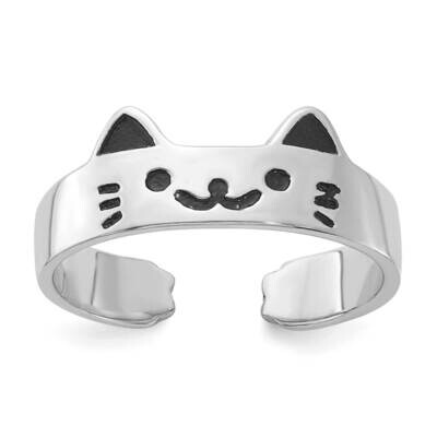 Enameled Cat Adjustable Ring Sterling Silver Rhodium-Plated QR7457, MPN: QR7457,