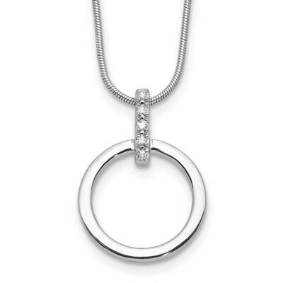 Rh Plated White Ice .05Ct. Diamond Circle 2 Inch Extension Necklace Sterling Silver QW557-18, MPN: …