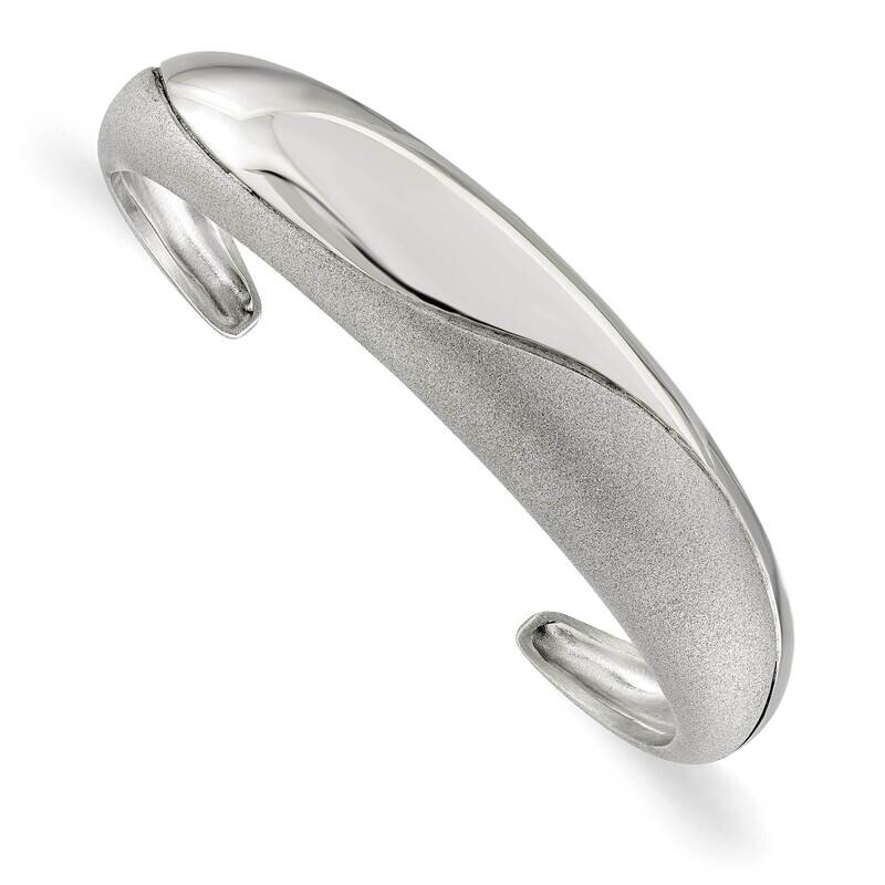 Chisel Polished Laser Cut Domed Cuff Bangle Stainless Steel SRB3079