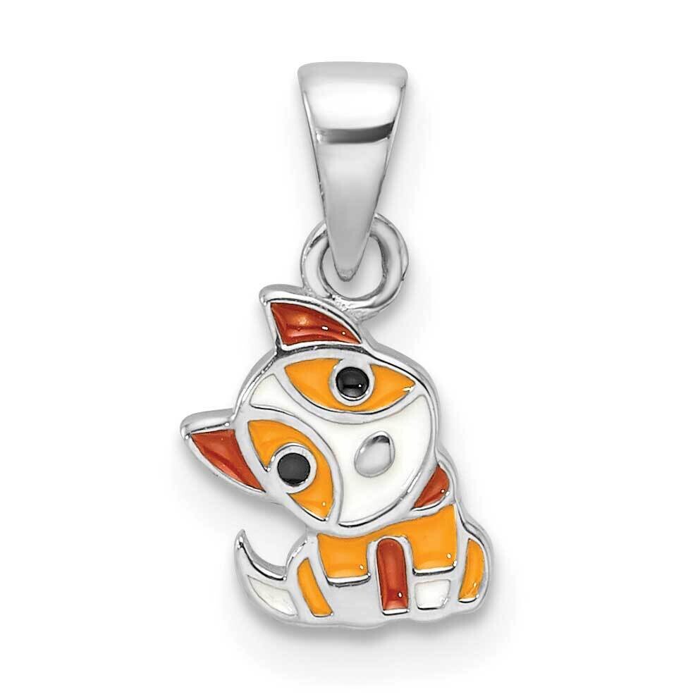 Rhod-Plated Multi-Color Enameled Dog Children&#39;s Pendant Sterling Silver QP5855, MPN: QP5855,