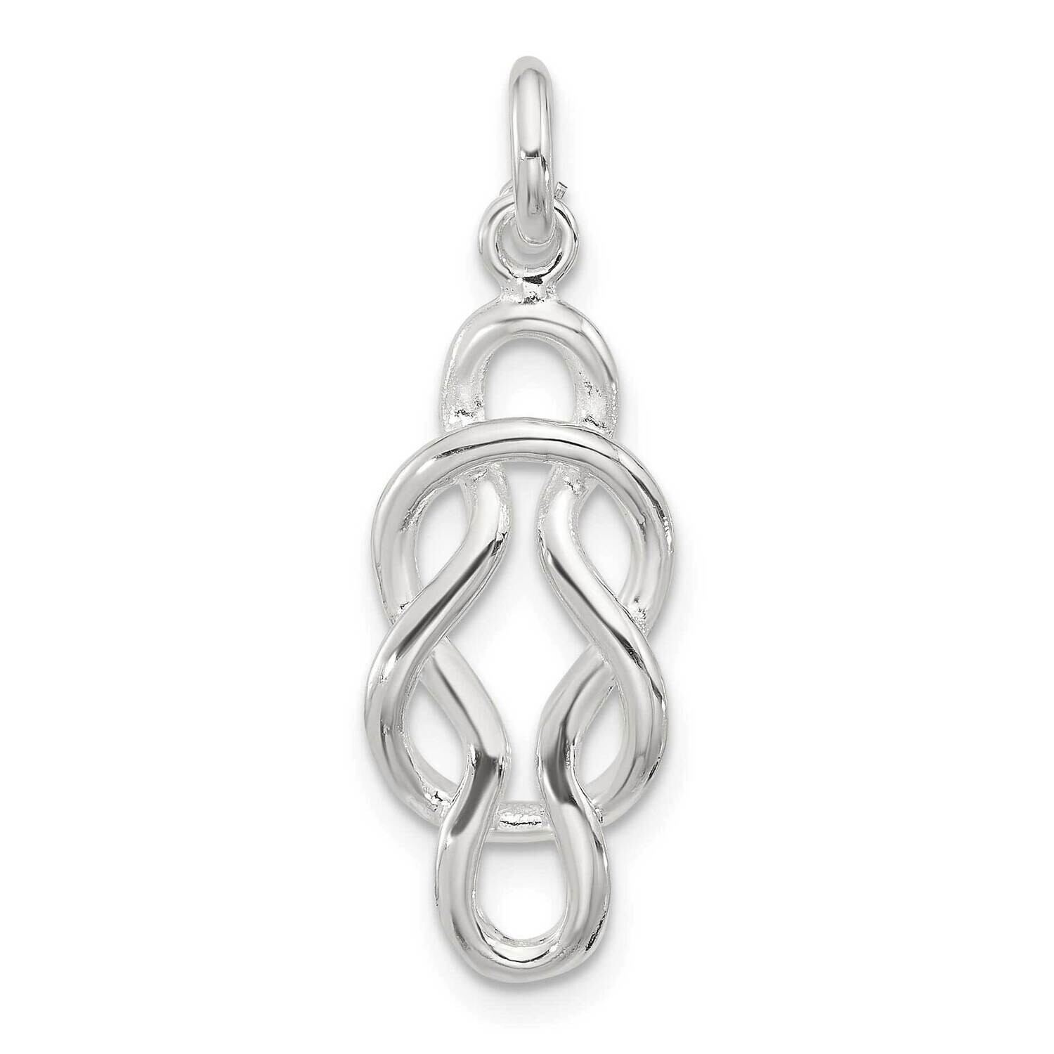Double Fancy Knot Pendant Sterling Silver Polished QP5728, MPN: QP5728,