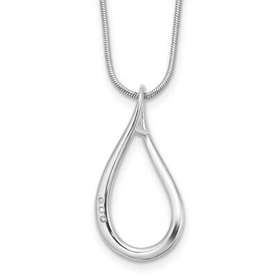 Rh Plated White Ice .01Ct. Diamond 2 Inch Extension Necklace Sterling Silver QW548-18, MPN: QW548-1…