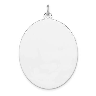 Rhod-Plate Eng. Oval Polish Front Back Disc Charm Sterling Silver QM562/35P, MPN: QM562/35P,