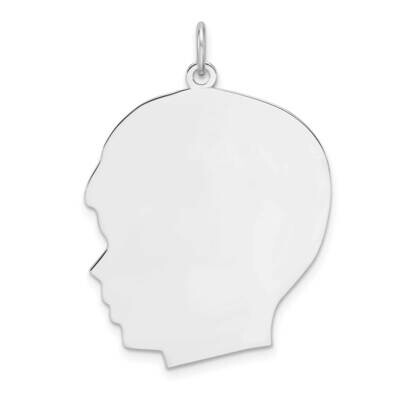 Rhod-Plate Eng. Boy Polished Front Satin Back Disc Charm Sterling Silver QM565/27, MPN: QM565/27,