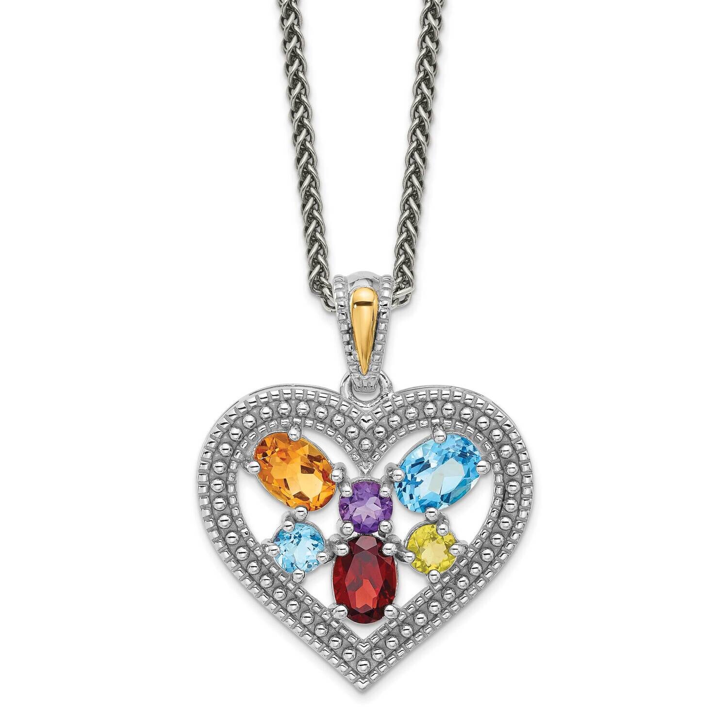 Shey Couture 14K Accent .76 Citrine .21 Amethyst 1.26 Swiss Blue Topaz .23 Garnet 18 Inch Necklace …