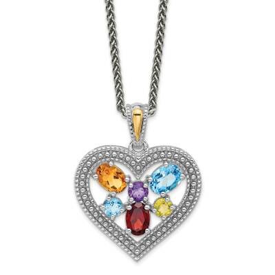 Shey Couture 14K Accent .76 Citrine .21 Amethyst 1.26 Swiss Blue Topaz .23 Garnet 18 Inch Necklace …