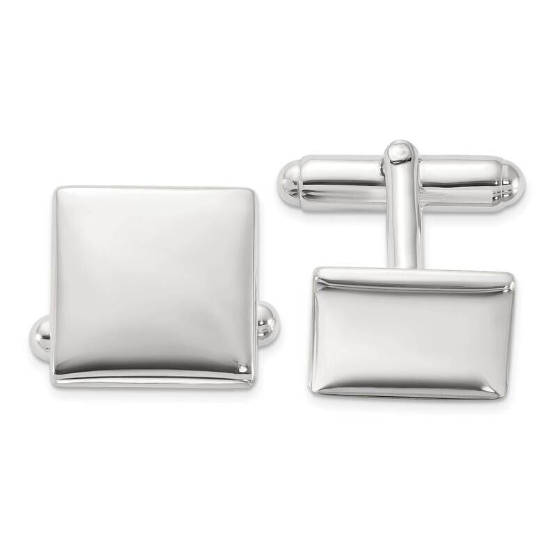 Polished Square Cuff Links Sterling Silver Rhodium-Plated QQ639