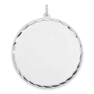 Rhod-Plated Eng. Rnd Polish Front Satin Back Disc Charm Sterling Silver QM545/35, MPN: QM545/35,