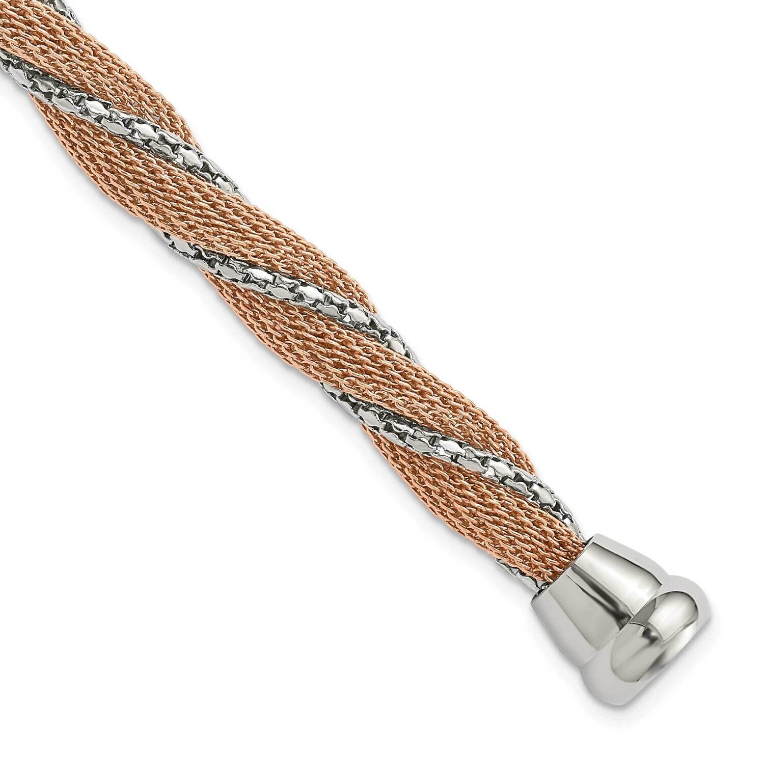 &amp; Rose Ip-Plated Polished Twisted Mesh Chain Bracelet 7.5 Inch Stainless Steel SRB1582-7.5 by Chise…