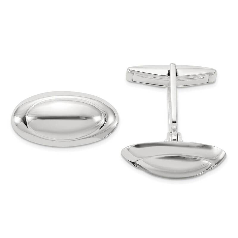 Long Oval Cuff Links Sterling Silver Polished QQ633