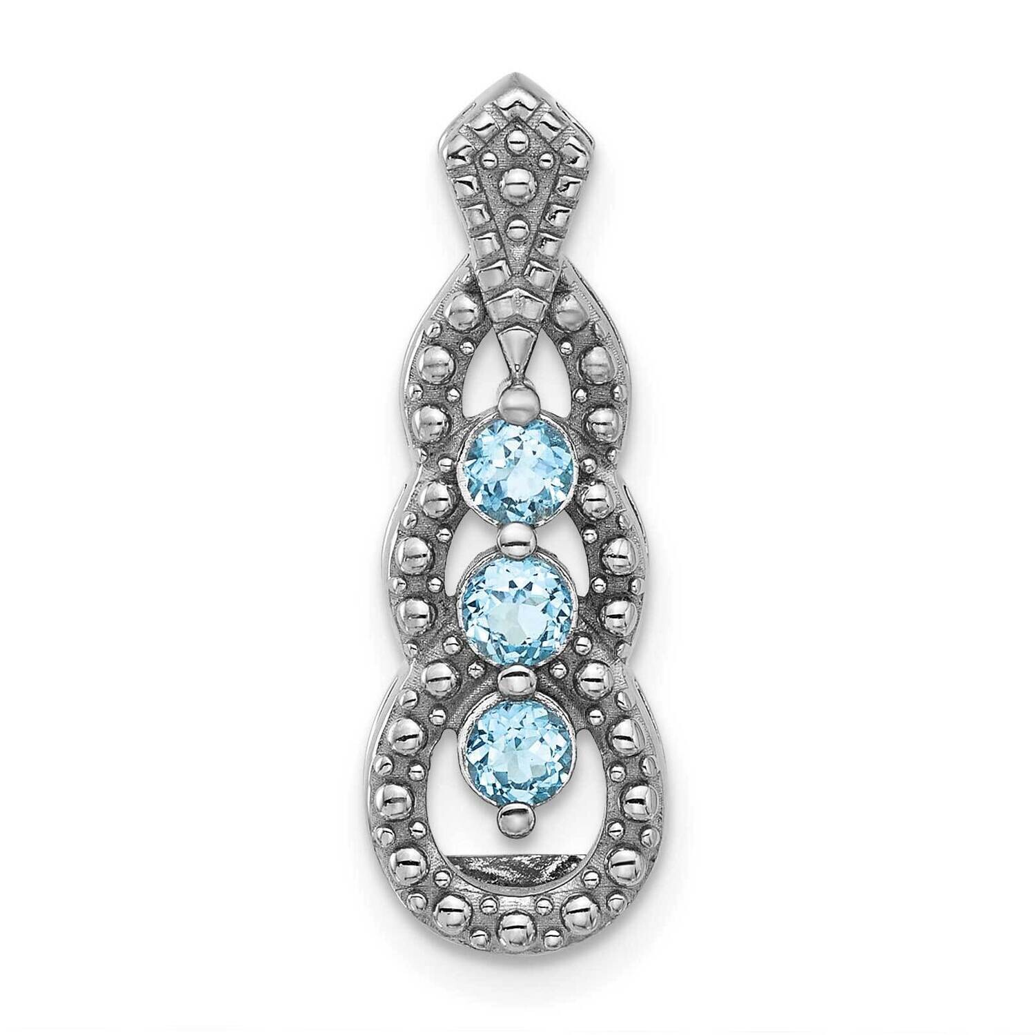 Light Swiss Blue Topaz Chain Slide Sterling Silver Rhodium-Plated QP5865BT, MPN: QP5865BT,